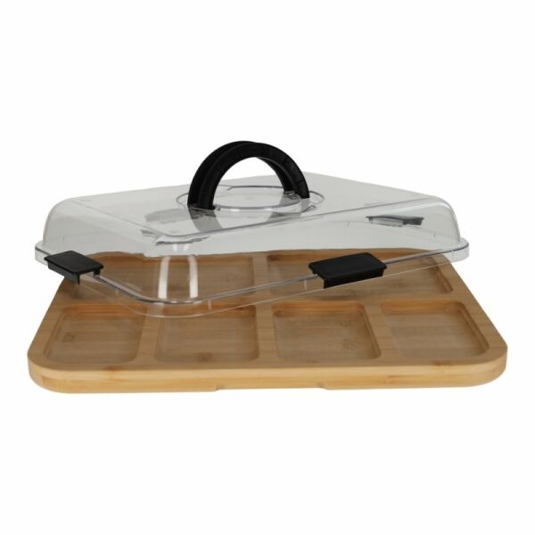 JENS Living bamboe snack tray met deksel JENS Living bamboe snack tray met deksel